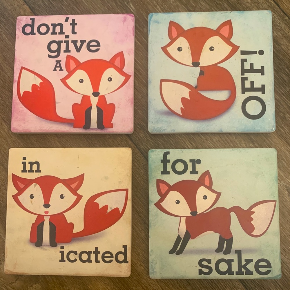 Punny fox coasters